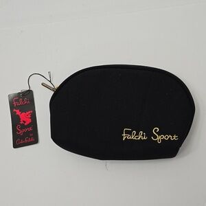 NWT Carlos Falchi Sport Embroidered Travel Cosmetic Toiletry Canvas Pouch Bag